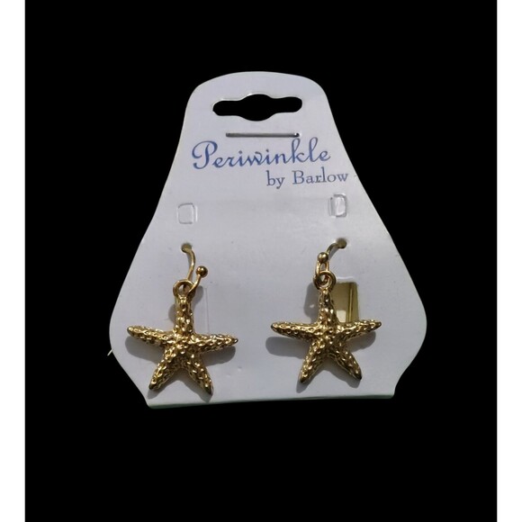 Periwinkle by Barlow Starfish Earrings Gold Tone Dangle Pierced Beach Ocean Gift - Picture 1 of 12